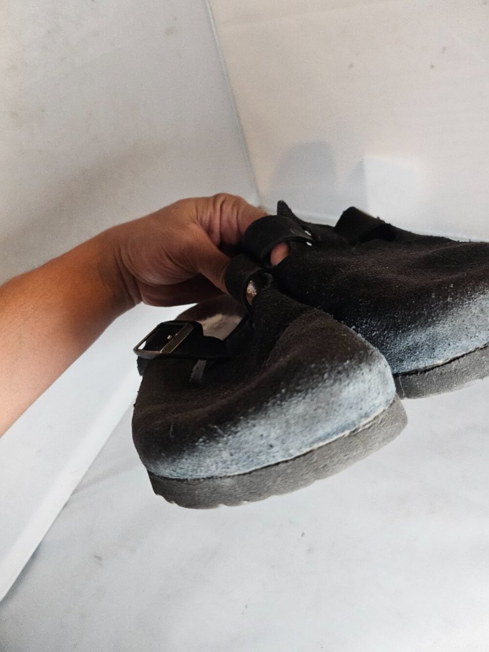 Birkenstock Boston Clogs EU41 Black Suede Shearling Slip On - Picture 3 of 4